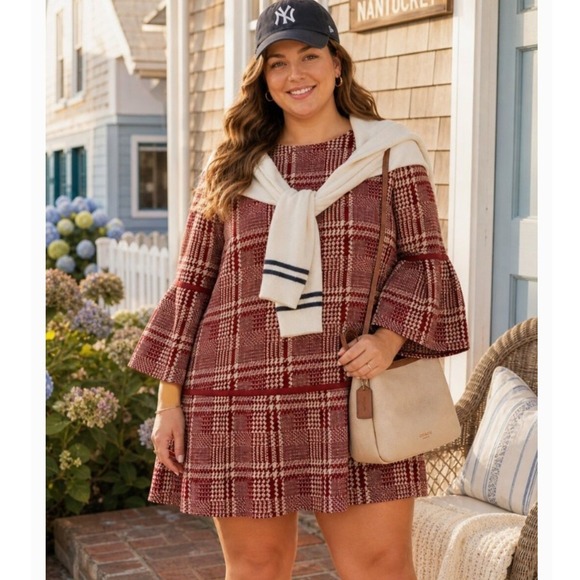 Tuckernuck Dresses & Skirts - NEW Tuckernuck Kennedy Dress Cranberry Houndstooth Check Red XXXL NWT